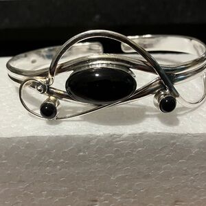 Sophisticated Sterling Silver and Black Onyx Women's Bracelet